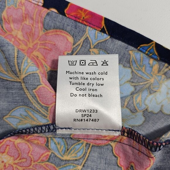 Draper James Julianne Midi Dress Stretch Poplin Women's Size 12 Blue Pink - Picture 6 of 7